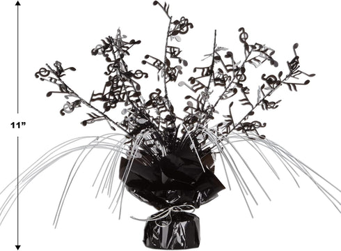 Beistle 2 Piece Musical Notes Table Centerpieces, Black Metallic Plastic Music Theme Party Supplies