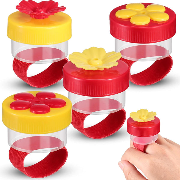 Zopeal 4 Pieces Hummingbird Wrist Feeder, Adjustable Strap Hand Feed Perch Tools for Outdoor Hummingbird Feeding