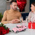 Hooqict Pink Valentines Day Mini Metal Truck with Flower Basket Romantic Love Heart Truck for Valentine's Day Gifts