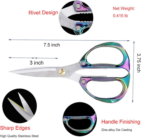 Kitchen Scissors All Purpose Heavy Duty Shears for Food, Meat, Poultry, Vegetable, Herbs | 7.5inches