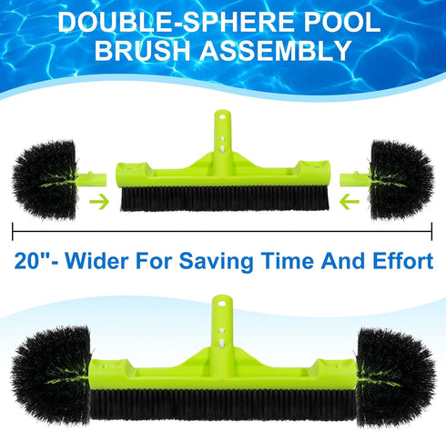 20" Swimming Sepetrel Wide Pool Brush Head for Cleaning Walls,Inground/Above Ground Pool Scrub Brushes with Round Ends