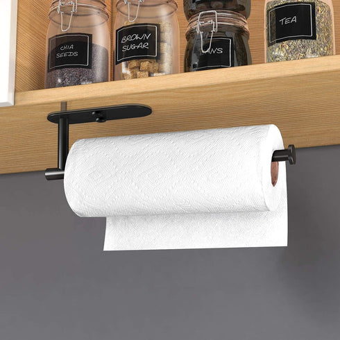 HUFEEOH Adhesive Paper Towel Holder, Under Cabinet Wall Mount for Kitchen Towel, Stainless Steel Rack