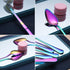 Rainbow Grapefruit Spoons 5 Pieces Set, 4 Stainless Steel Grapefruit Spoons and 1 Knife, Serrated Edges