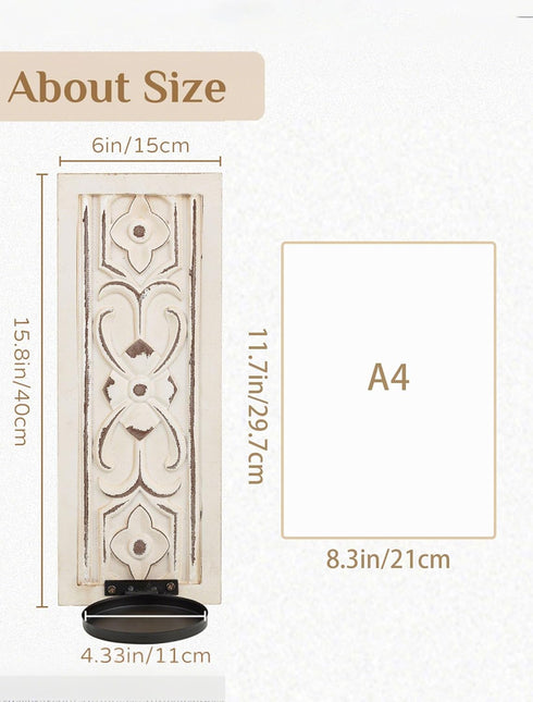 Set 2 Rustic Candle Sconces Wall Decor of - White Farmhouse Art Distressed Thickened Candles Shelf for Bathroom Bedroom