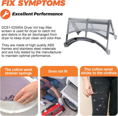 Beaquicy 2024 DC61-02595A Dryer Lint Filter Case - Replacement for Samsung Dryer