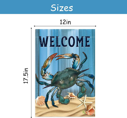 WHPCT Crab Garden Flag, Welcome to Undersea World Vertical Double Side 12x18 Inch Holiday Decor
