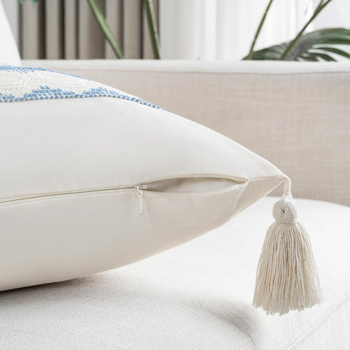 Fancy Homi Set 2 12x20 Inch of Boho Light Blue Long Lumbar Decorative Throw Pillow Cover for Couch Bed Sofa Chair