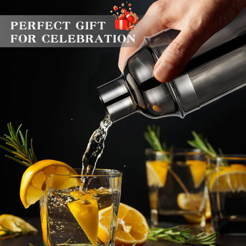 Semderm Set, 18/8 10-Piece Black Cocktail Shaker Premium Stainless Steel Mixology Bartender Kit with Stylish Bamboo