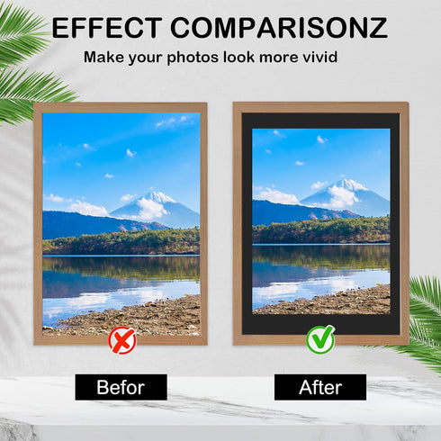 15 Pack 12x16 9x12 Black Picture Mats, Frame Mattes for Pictures Display Photo Frame Mat Core Bevel Cut Mat Board Show
