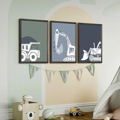 Youillne Bulldozer 12x16x3 Inch Construction Truck Wall Art Decor Toddler Boys Room Canvas Wall Art Tractor Vehicle