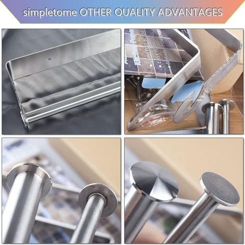 SUS304 simpletome Kitchen Paper Towels Holder Under Cabinet Adhesive or Drilling Installation Brushed Stainless Steel