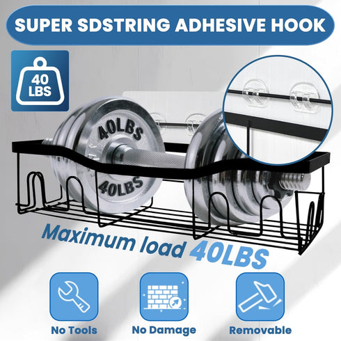 Jxztiecy 2 Pack Shower Caddy Adhesive Replacement, Shower Shelf Strong Adhesive Hooks, No Drilling, Transparent