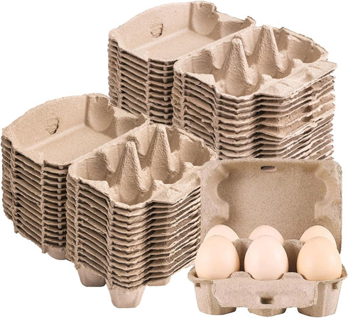 vwpvdeeg 50 Pack Half Dozen Egg Cartons, Blank Natural Pulp Egg Carton Bulk
