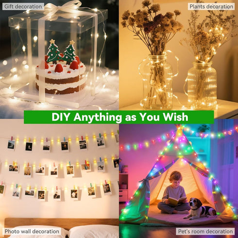 34 2 Pack 40FT 120LED 4th Lovelite Fairy Lights Colors Changing, Total of July String Lights Battery USB Operated