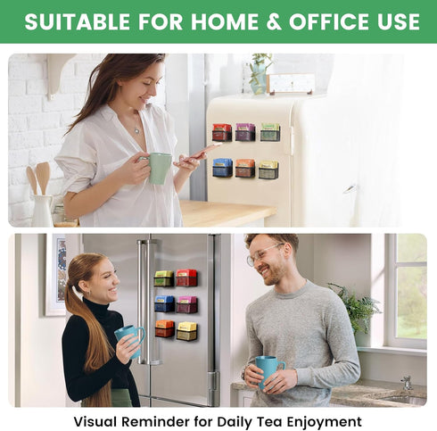 Magnetic Tea Bag Organizer - 6-Piece Metal Storage for Refrigerator, Kitchen Shelf & Counter, Stylish & Space Saving
