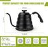 Black Gooseneck Tea Kettle with Thermometer, 40 floz/1200ml Premium Stainless Steel Pot for Pour Over Coffee