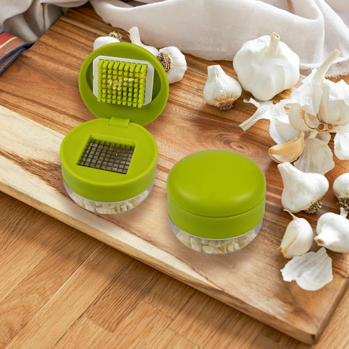 Nokiils 2 Pcs Garlic Press Stainless Steel, Garlic Mincer Crusher with Peeler and Cleaning Brush, Garlic Chopper Mini