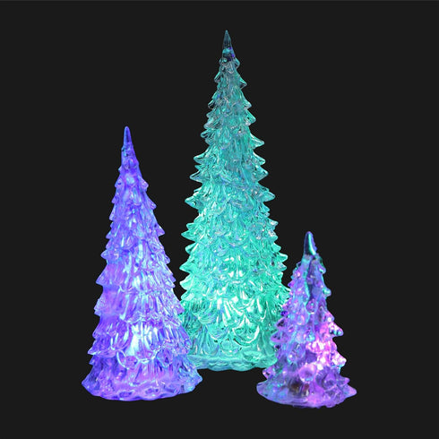3 Beaupretty Pieces Lighted Christmas Tree Figurine Color Changing LED Acrylic Holiday Tree Christmas Table Top
