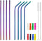 12 Inch Colorful Stainless Steel Straws, 8pcs Ultra Long Reusable Rainbow Metal Drinking Straws