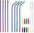 12 Inch Colorful Stainless Steel Straws, 8pcs Ultra Long Reusable Rainbow Metal Drinking Straws