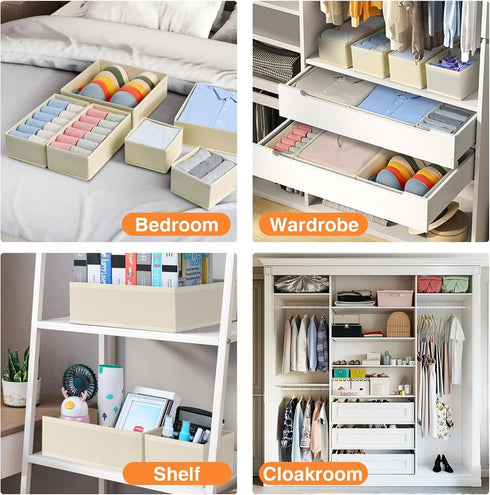 DIMJ 12 Pack Drawer Organizer Clothes - Foldable Baby Storage & Dresser Organizer for Bedroom, Closet