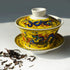 Gaiwan Teacup 7oz Chinese Dragon Sancai Cover Bowl Lip Saucer Set for Gongfu Tea (Yellow)