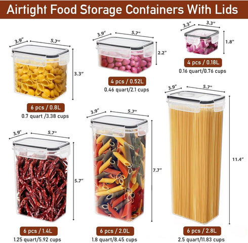 64 Free,6 Pack JUJOJB PCS Airtight Food Storage Containers With Lids BPA With Pouring Spout Cereal Containers Storage