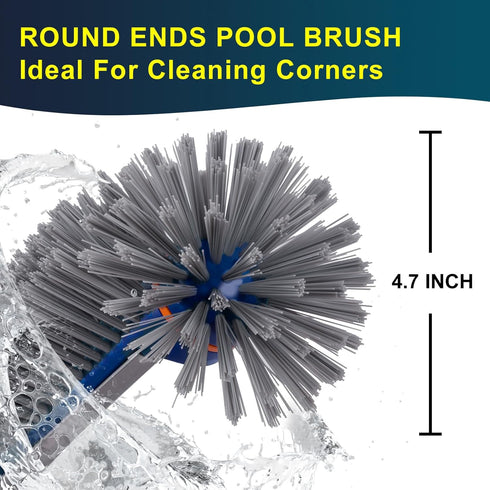 360 17.5" POOLAZA Degree Pool Brush - Heavy Duty Pool Brush Head for inground Pools/Above Ground Pools, Spa, Hot Tub