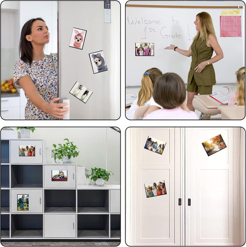 Black Magnetic Picture Frame 5X7 for Refrigerator, 8 Pack Black Photo Magnets Sleeves with Matte Film Cover