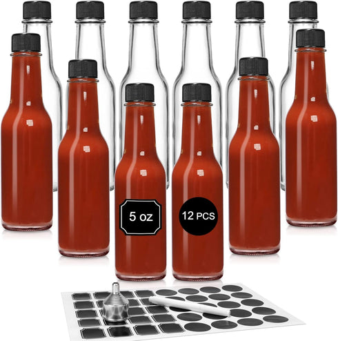 12 pcs 5 oz/ 150 ml Hot Sauce Glass Bottles with Leak