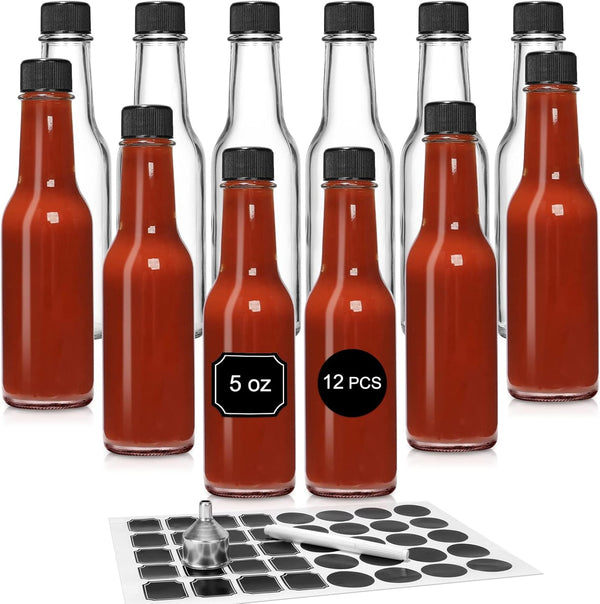 12 pcs 5 oz/ 150 ml Hot Sauce Glass Bottles with Leak