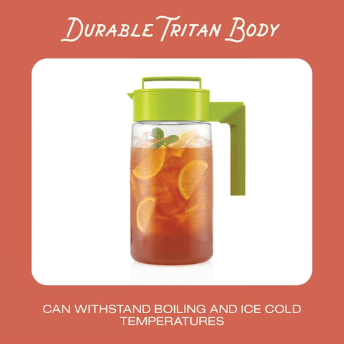 Takeya 2 Quart Flash Chill Iced Tea Maker, Airtight & Durable Jug, Raspberry
