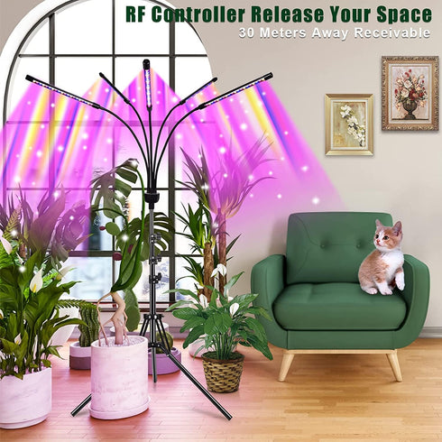 yentbokj Plants,5 15-60" Grow Lights for Indoor Heads Red Blue White Full Spectrum Plant Light with Adjustable Tripod