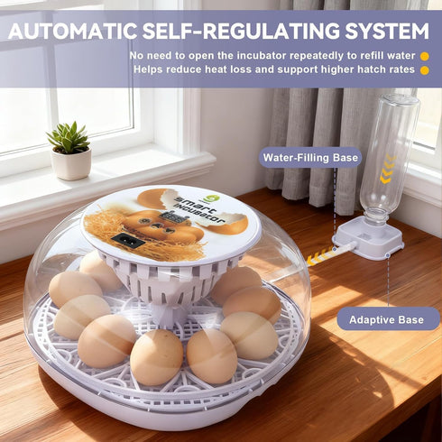 GleeGearNex 12 Gen I - Egg Automatic Incubator, Steady Humidity with Auto-Refill, Stable Temp Control, Auto Egg