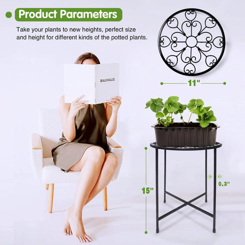 KABB 15'' Set 2, 10-inch Metal Plant Stand, Tall Flower Pot Stand of Modern Rustproof Round Outdoor Plant Stand | Iron