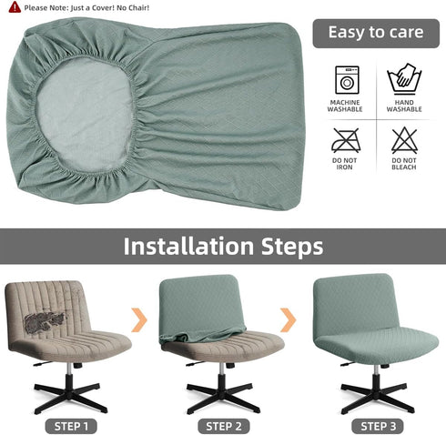 Armless YISUN Waterproof Criss Cross Chair Cover, Stretch Jacquard Chair Slipcover Washable Removable Office Desk Chair