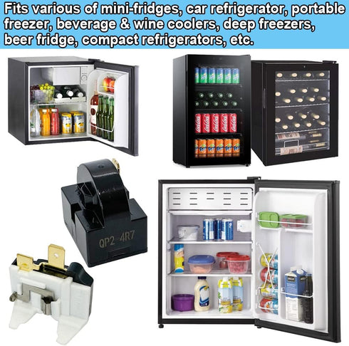 QP2-4.7 /4R7 1 Pin Refrigerator Starter PTC Relay with 6750C-0005P Overload Protector for Kenmore, LG