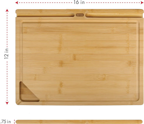 Dexas Prep-Tech Home Chef Bamboo Cutting Board with Integrated Tablet Holder Groove, 12x16 Inches by Dexas