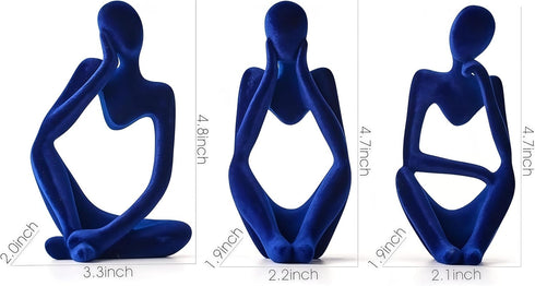 XINXUAN 3 Set Thinker Statue Home Decor-Bookshelf & Living Room&Mantel-Collectible Figurines - PCS (Flocking Blue)