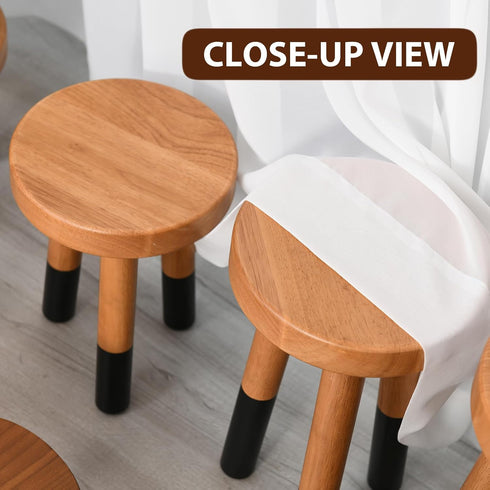 9" (10" Rubber Wood Round Plant Stand |Dip Dyed Black Stool, Wood Riser |Milking Stool H)