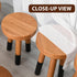 9" (10" Rubber Wood Round Plant Stand |Dip Dyed Black Stool, Wood Riser |Milking Stool H)