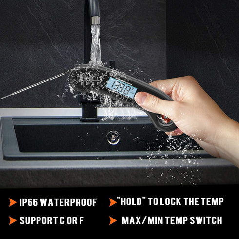 Digital Meat Thermometer, Instant Read Waterproof Food Thermometer for Grill, BBQ, Turkey, Cooking