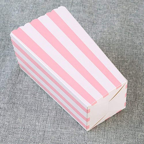BinaryABC Popcorn Boxes, Stripe Pattern Decorative Dinnerware for Parties, 24pcs, Pink