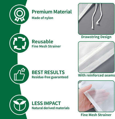 uadbau 6 12 8 Inch 200 Pcs Nut Milk Bag x Yogurt Strainer Mesh Cheese Cloth Bag for Straining Reusable Fine Mesh
