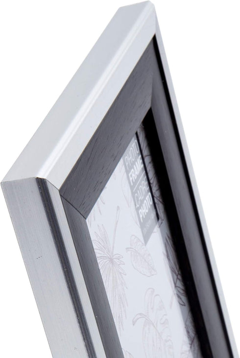 Modern-Contemporary Woodgrain Metallic Photo Frame - 4 x 6 inches, Black for Countertop Display