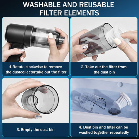 Mini Vacuum Cleaner for Car, 2 in 1 Wireless Handheld, High Power 120W Rechargeable for Car Interior Cleaning