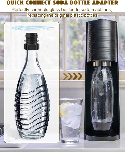 YIGUCS 0.7L, Soda Bottle Adapter Fit for Terra Soda Steam Maker and Crystal Glass Bottle Glass Bottles Quick Connect