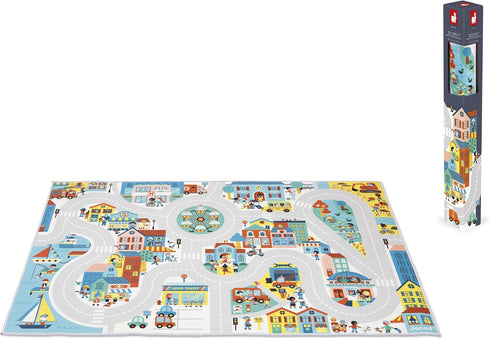 120 78cm 2 J05910 Janod - Children's Car Rug - City Theme - Soft & Non-Slip - Urban Pattern - Play Rug for Girls