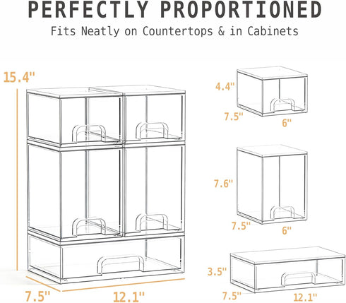 Gajiuhon Countertop, 5-Piece Baby Bottle Organizer, Large Capacity Stackable Acrylic Storage with Non-Slip Pads