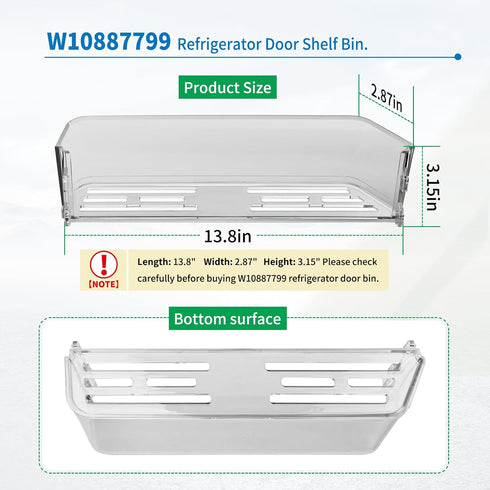 W10887799 W10795606 & W10671656 Refrigerator Door Shelf Bin, Compatible with KitchenAid JennAir Refrigerator